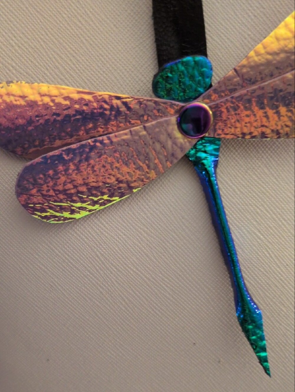 Hand Made Iridescent Dragonfly Bag Charm Purple & Green - Picture 4 of 9